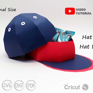Baseball Cap Box SVG, шаблон бейсболки для печати, Baseball svg, Box Favor SVG шаблон для Cricut Silhouette Cameo Не требуется подсчет очков