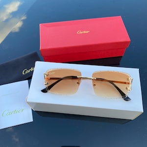 Солнцезащитные очки Cartier C Frame Orange Lens Rimless Vintage