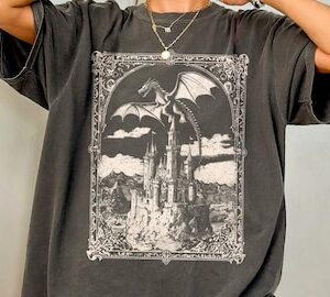 Винтажная рубашка с драконом, футболка Dragon Comfort Colors, темная средневековая рубашка, художественная рубашка, подарок для читателя фэнтези, подарок любителю драконов Castlecore